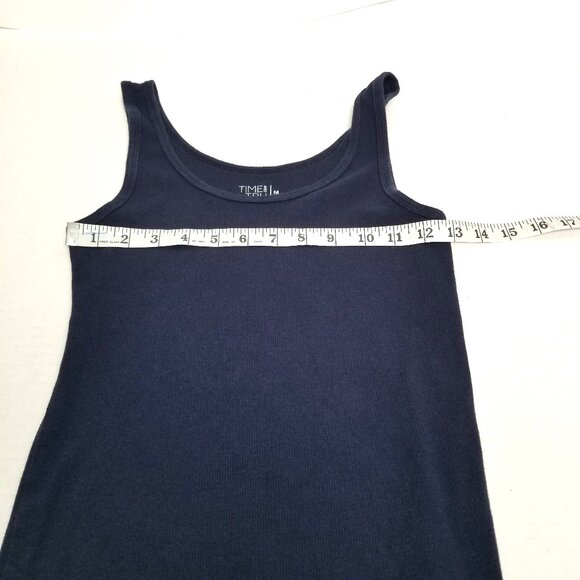 Time and Tru Ribbed Tank Top M Navy Blue Soft Modal Layering Basic - Picture 7 of 8